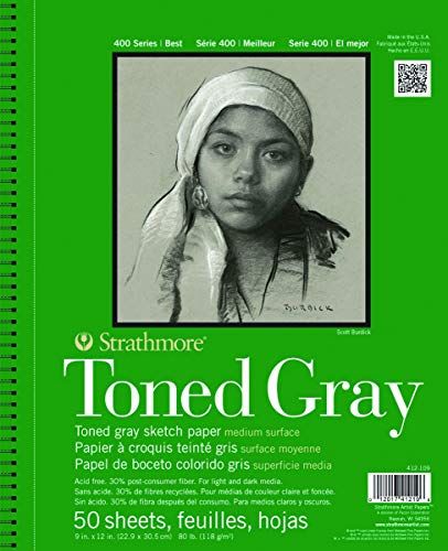 Pro Art Strathmore papier getint schets spiraal papier pad 22,9 x 30,5 cm, 50 grijs vellen