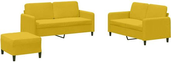 vidaXL 3-delige Loungeset fluweel geel