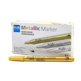 Plus Office Permanente marker voor schrijven, schilderen of markeren van alle soorten materialen, zeer dicht effect, voor donkere oppervlakken, goud, 0,7 mm