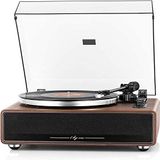 1 BY ONE Draaitafel met geïntegreerde luidsprekers, 33/45 omw/min, riemaandrijving, magneet-pickupsysteem, bluetooth, vinyl, recordspeler met auto-stop-functie, versterker