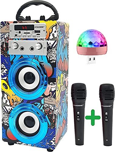 DYNASONIC (3rd Generation 2021 Model) Bluetooth Speaker met Microfoon Karaoke voor Kinderen, Speelgoed Microphone, Cadeau voor Jongens en Meisjes (Model 16 + Lights USB)