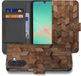 B2Ctelecom Book Style Hoes Voor Samsung Galaxy A17 Wooden Cubes Houtprint Bruin