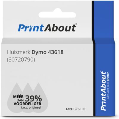 Huismerk Dymo 43618 Tape - Zwart op geel (6 mm)
