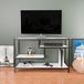 Hanah Home Support TV élégant, noir et blanc, 120 x 39 x 75 cm, 100% panneau de particules mélaminé, 18 mm d'épaisseur, cadre métallique robuste, design moderne pour le salon