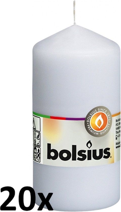 Bolsius stompkaarsen - 20 stuks - wit - 100/50 (18 uur)