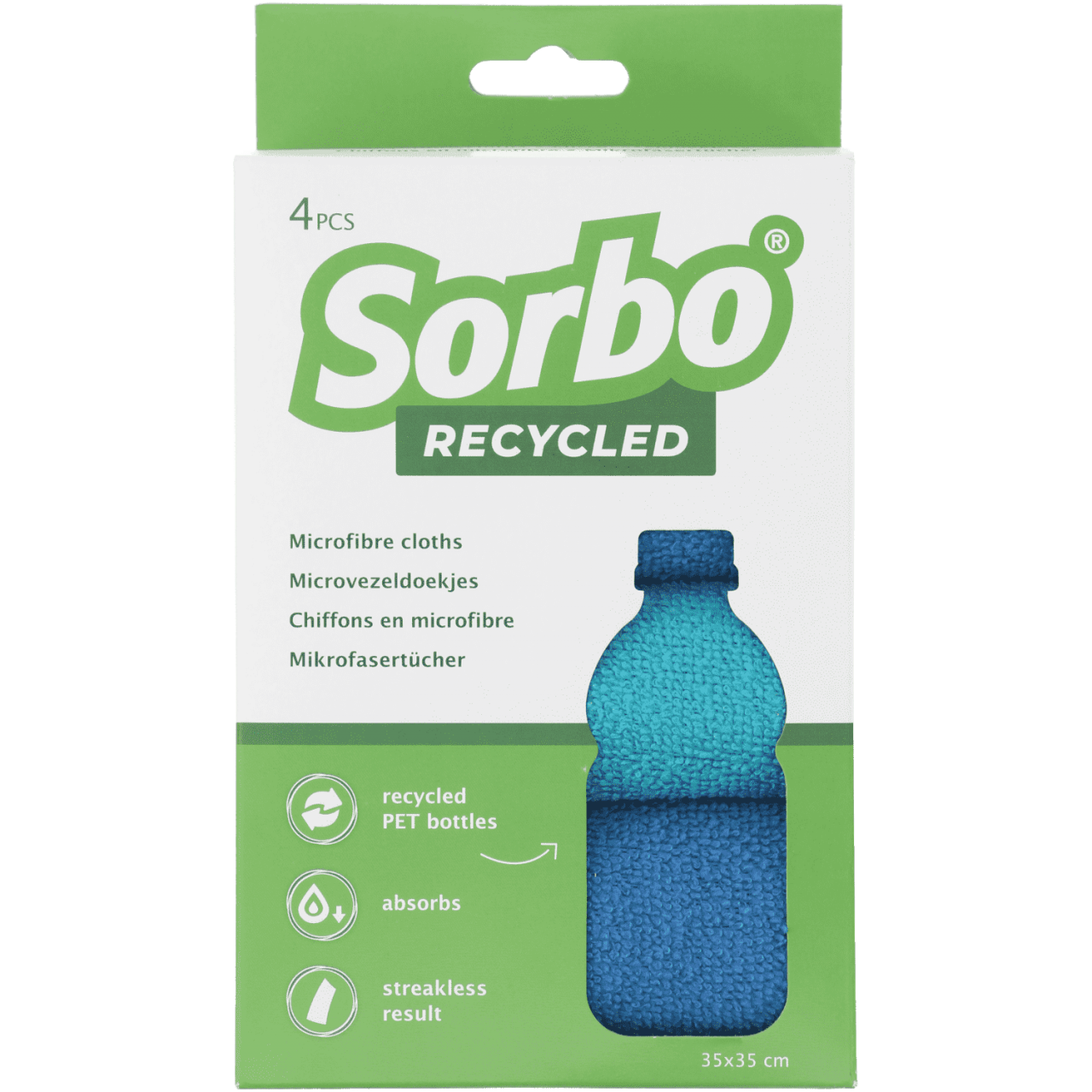 Sorbo Recycled Microvezeldoekjes 35x35cm 4 stuks