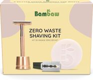 Bambaw Dames Scheerset – Rose Gouden Veiligheidsscheermes met Houder, 10 Zweedse Stalen Scheermesjes, Vegan Abrikozen Scheerzeep – Milieuvriendelijk, Plasticvrij, Duurzaam Cadeau
