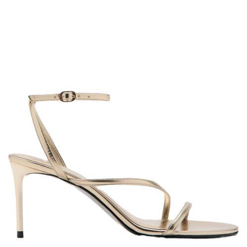 Mango Imitatieleren Sandalen met Naaldhak - Goud