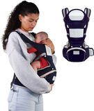 Mobiclinic® kids Ergonomisk draagzak, 6 in 1, Moley, Multipositie, Opvouwbaar, Zak met rits, Flessenhouder, Zachte premium katoen, 0-36 maanden, Voor pasgeborenen kinderen (marineblauw)