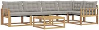 vidaXL Hoek loungeset 5 zitplaatsen Wit en lichtgrijs Acacia hout Inclusief tafel