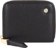 abro Leren Portemonnee Leather Adria Zip Wallet Black / Gold Zwart