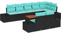 vidaXL Tuinbank - Set - 9 - st - Zwart - poly - rattan