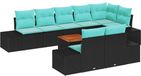 vidaXL Tuinbank - Set - 9 - st - Zwart - poly - rattan