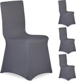 Merkloos Relaxdays stoelhoezen - set van 4 - universeel - stretch - kerst - antraciet