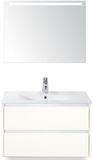 BES LED Dante Badmeubelset 80 cm - Wit Hoogglans - Keramische Wastafel Wit Enjoy met Sence Spiegel