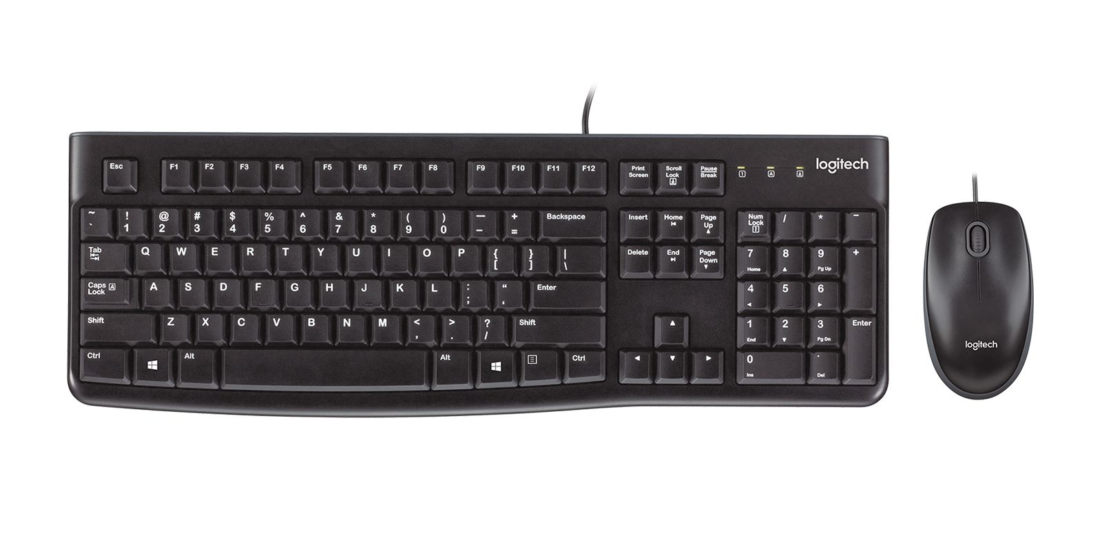 Logitech Desktop MK120 - Bedraad Toetsenbord en Muis - QWERTY - Zwart
