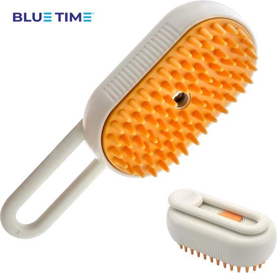 BlueTime - Hondenborstel - Kattenborstel - Haarstomer - Massageborstel - Kattenkam - Hondenkam - Klittenkam - Wit