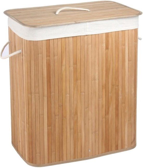 Viking Choice Wasmand - 100 L - Bamboe - 2 Vakken - 52,5x33,5x63 cm