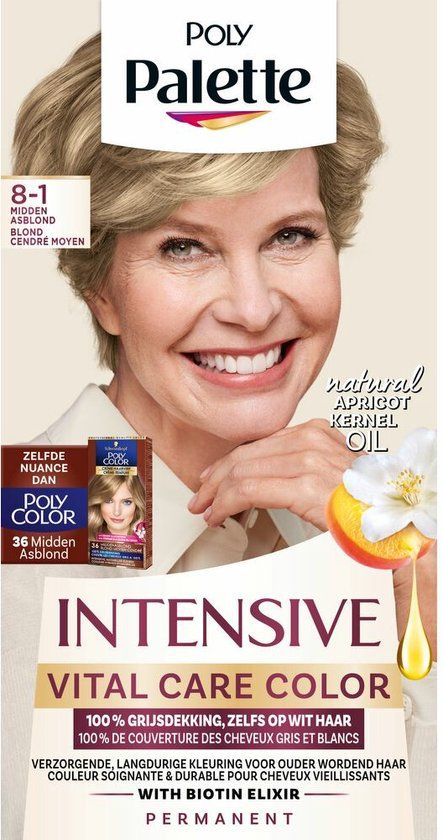 Poly Palette Vital Care 8-1 Midden Asblond - Haarkleuring - Permanent - 1 stuk(s)