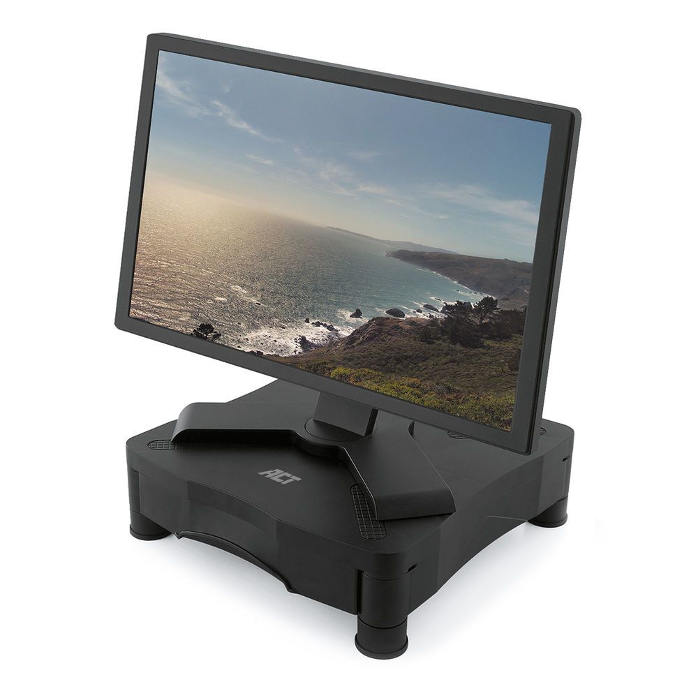 ACT Monitorstandaard met lade - Zwart - Verstelbaar - 17" - 27kg