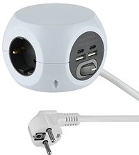 Electraline Mini-kubus stekkerdoos 3-voudig met USB-poorten - Wit