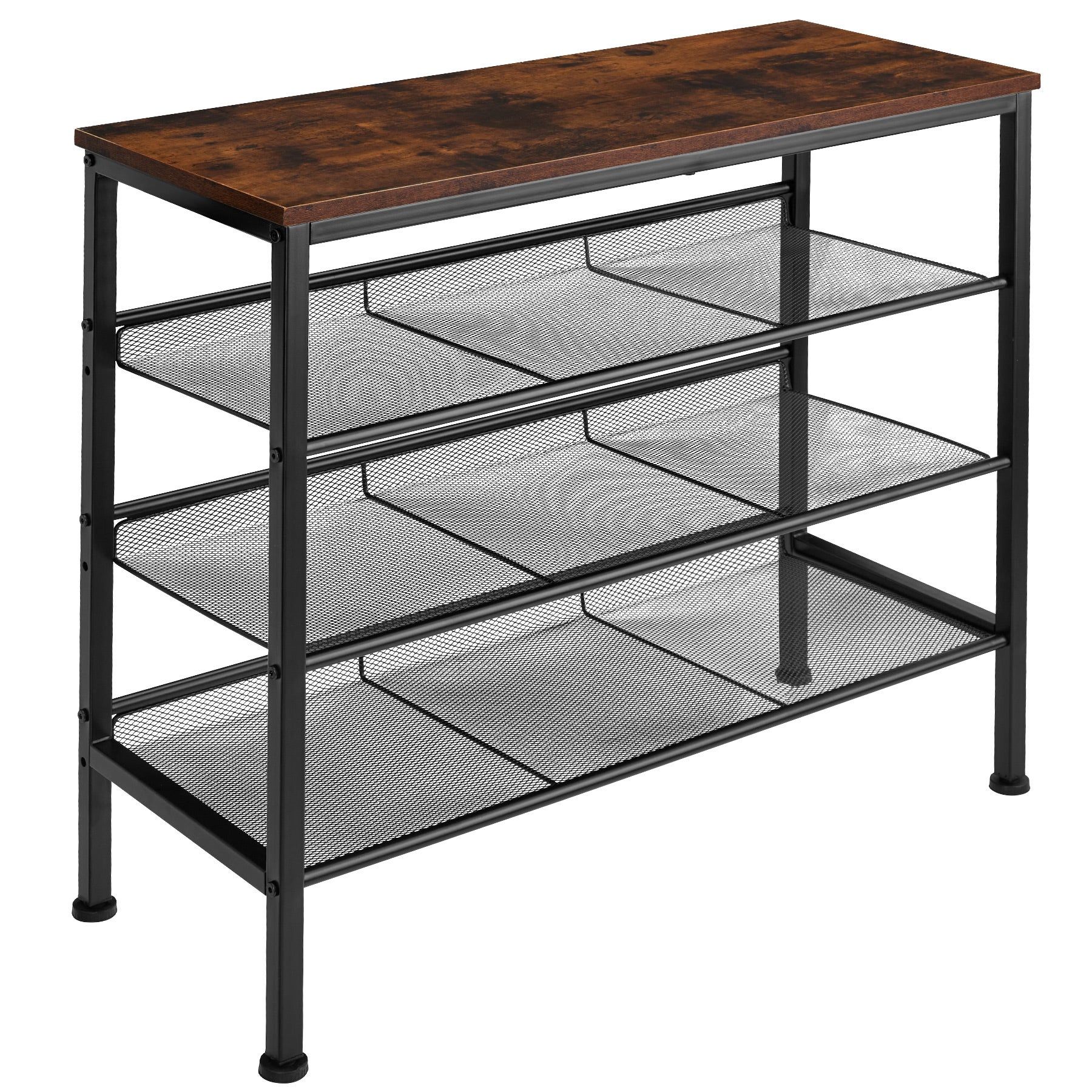 tectake® Wolverhampton Industrial Dark Shoe Rack - 12 Pairs - Brown - Metal - 75x30x69cm