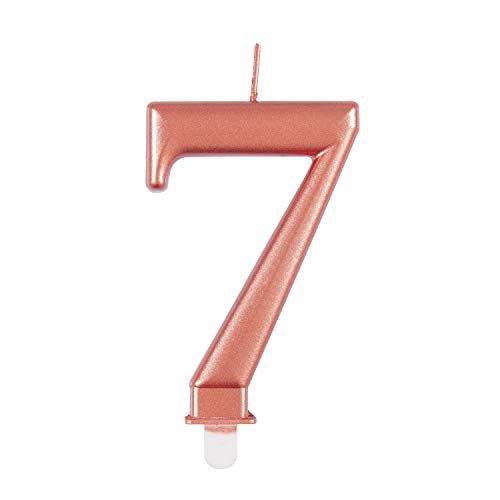 Metallic Rose Gold Number 7 Birthday Candle - 1 pc