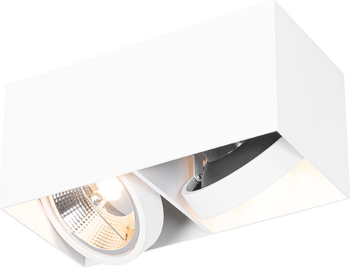 QAZQA Box - Design Plafondspot - 2 Lichts - Wit - L 260 mm - Aluminium