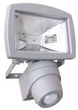 TIBELEC 344.240 Eco-halogeenspot met bewegingsmelder voor buiten, gegoten aluminium, grijs, 120 W