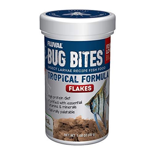 Fluval Bug Bites Visvoer Vlokken, met insectenlaven, voor tropische vissen, 45 g