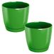WELLHOME 2 x ronde bloempot van kunststof Coubi rond P in olijfgroen 12 (L) x 12 (B) x 11 (H) cm