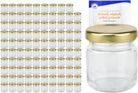 MamboCat Set van 100 glazen potten 53 ml met gouden deksel incl. Diamant Gelierzauber receptenboekje