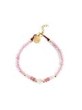 SINGULARU - Amulet Rose Quartz Armband. Staal met 18Kt Goud Plating en Natuurlijke Stenen. Sieraden voor Vrouwen
