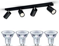 Philips LED Philips Kosipo Opbouwspot (Zwart) - Warmwit Licht - Plafondspot met 4 Lichtpunten - GU10 - Niet Dimbaar