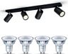 Philips LED Philips Kosipo Opbouwspot (Zwart) - Warmwit Licht - Plafondspot met 4 Lichtpunten - GU10 - Niet Dimbaar