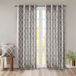 Madison Park Saratoga Basketweave Grijs Gemalen Zachte Beige Fretwork Print Venster Gordijn, 50x95, Zilver Grommet Top