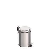 Tramontina 5 liter keuken badkamer slaapkamer vuilnisbak met pedaal, metaal roestvrij staal, 20,5 cm diameter x 29 cm hoogte, 94538105