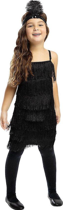 FUNIDELIA Zwart Flapper Kostuum voor Meisjes - Charleston - 20's - Roaring Twenties - Maat 134/152