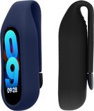 kwmobile 2x Clip Holders for Xiaomi Mi Band 10 / 9 / 8 Clip On - Fitness Tracker Case Holder Replacement Set - TPU Silicone Tracker Holder for Sport - Black / Dark Blue