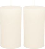 Atmosphera Stompkaars/cilinderkaars - 2x - wit - 7 x 13 cm - rustiek model