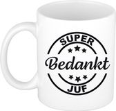 Bellatio Decorations Shoppartners Bv Super bedankt juf mok/beker wit 300 ml - Cadeau mok