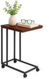 Merkloos Relaxdays Bijzettafel met wieltjes - 68 x 50 x 35 cm - onder bank - industrieel
