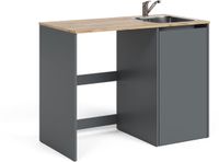 Vicco Wasmachinekast Viktor, Antraciet/Goudkleurig Eiken, 113.6 x 88.2 cm met wastafel en kraan