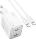 Hoco N42 GaN 45W + USB-C câble de recharge, QC 3.0 chargeur rapide, adaptateur secteur, Blanc