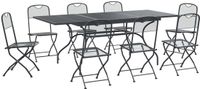 vidaXL Eettafel Set 9-delig Antraciet Gaas en Staal