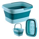 Relaxdays Voetbad, Opvouwbaar, Noppen, Handvatten, Turkooisblauw