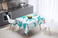 Bonamaison Tafelkleed, Anti-Mold, Sneldrogend, Waterdicht, 100% Polyester Tafellaken, Turkoois, wit, 140 x 140 Cm