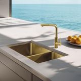 Pure.Sink Spoelbak 34+18 cm PVD goud grote bak links PEX341840-60