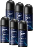 NIVEA MEN Deep Black Carbon Beat Anti-Transpirant Deo Roller - Deodorant - Voordeelverpakking - 6 x 50ml