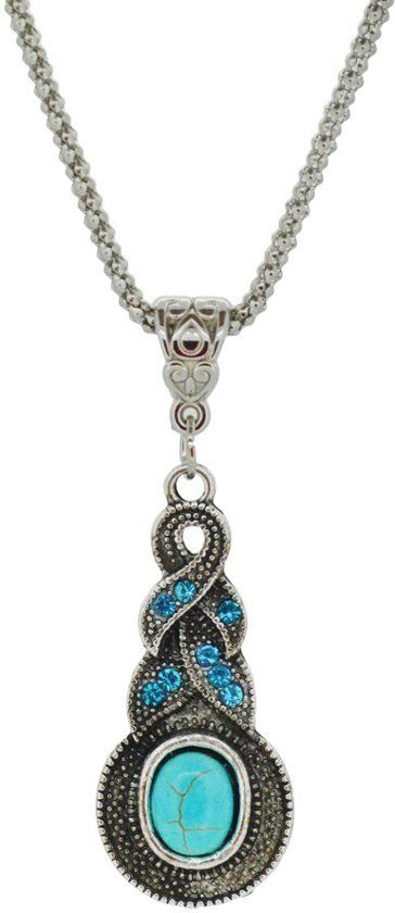 Fako Bijoux® - Ketting - Tibetaanse Stijl - Zilverkleurig - Pendule - 8719743472273